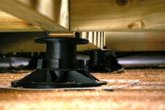 Universal adjustable decking pedestal with joist