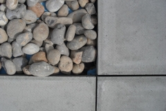 Rubber paving pads paving and pebbles