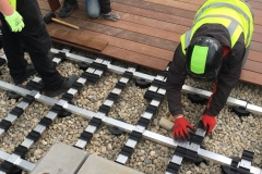 How to build IPE decking on inverted waterproofing 6a adjust height of pads to get rails flat