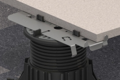 Mega-Balance-Self-Levelling-Pedestal-underneath-a-Ceramic-Tile-with-a-Metal-Edging-Plate