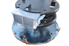 Fire rated metal pedestal for paving with rail