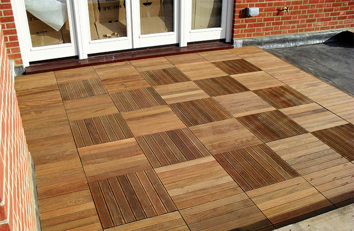 View of decking installation at Lyford Road, London