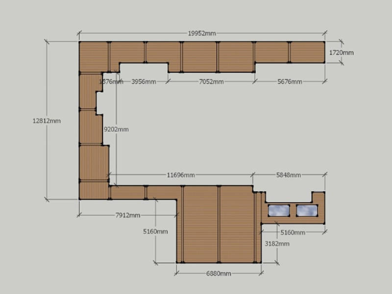 A plan for a decking installation at Finchampstead, Berkshire (New)