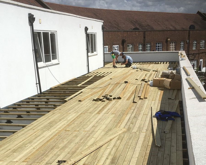 An image of a decking installation in progress