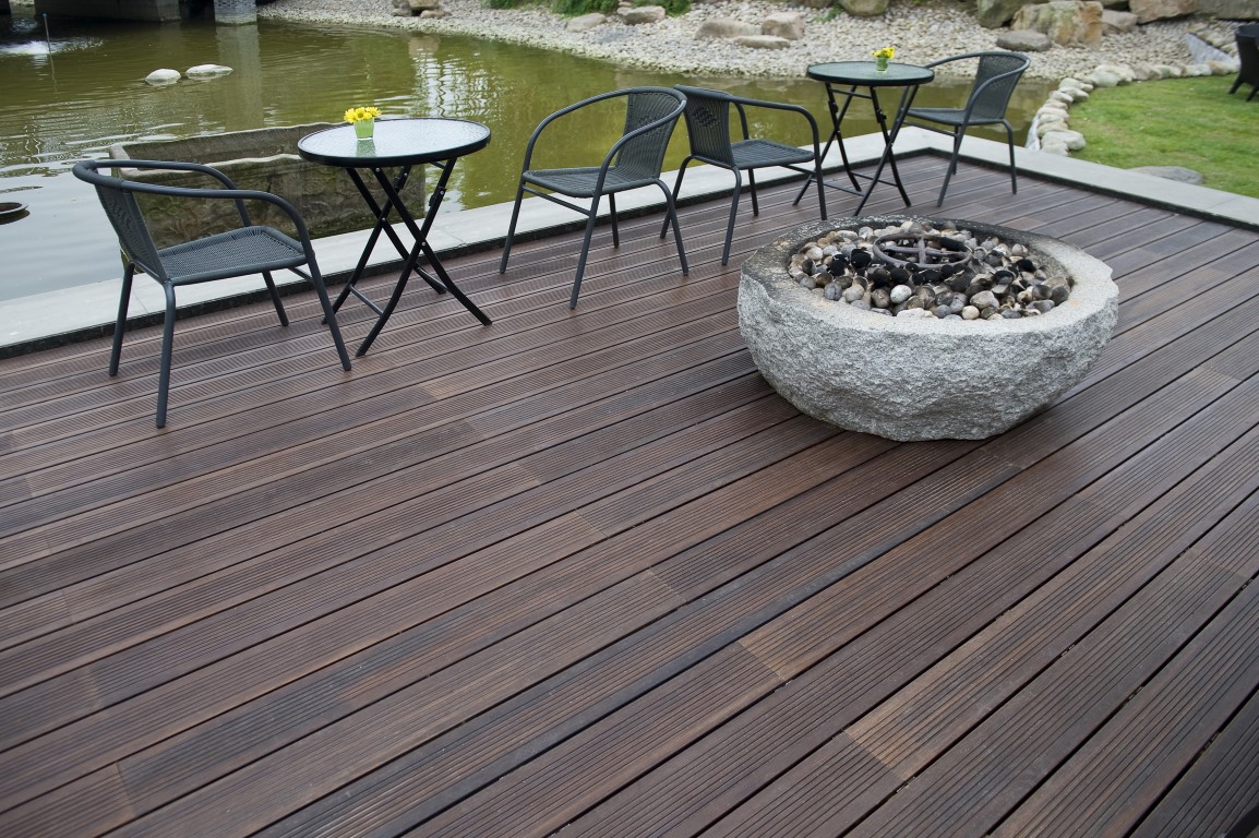 An image of a completed deck installation using Etherno decking tiles