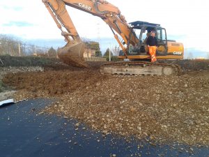 Protecto Mat protection board on waterproofing membrane with backfilling