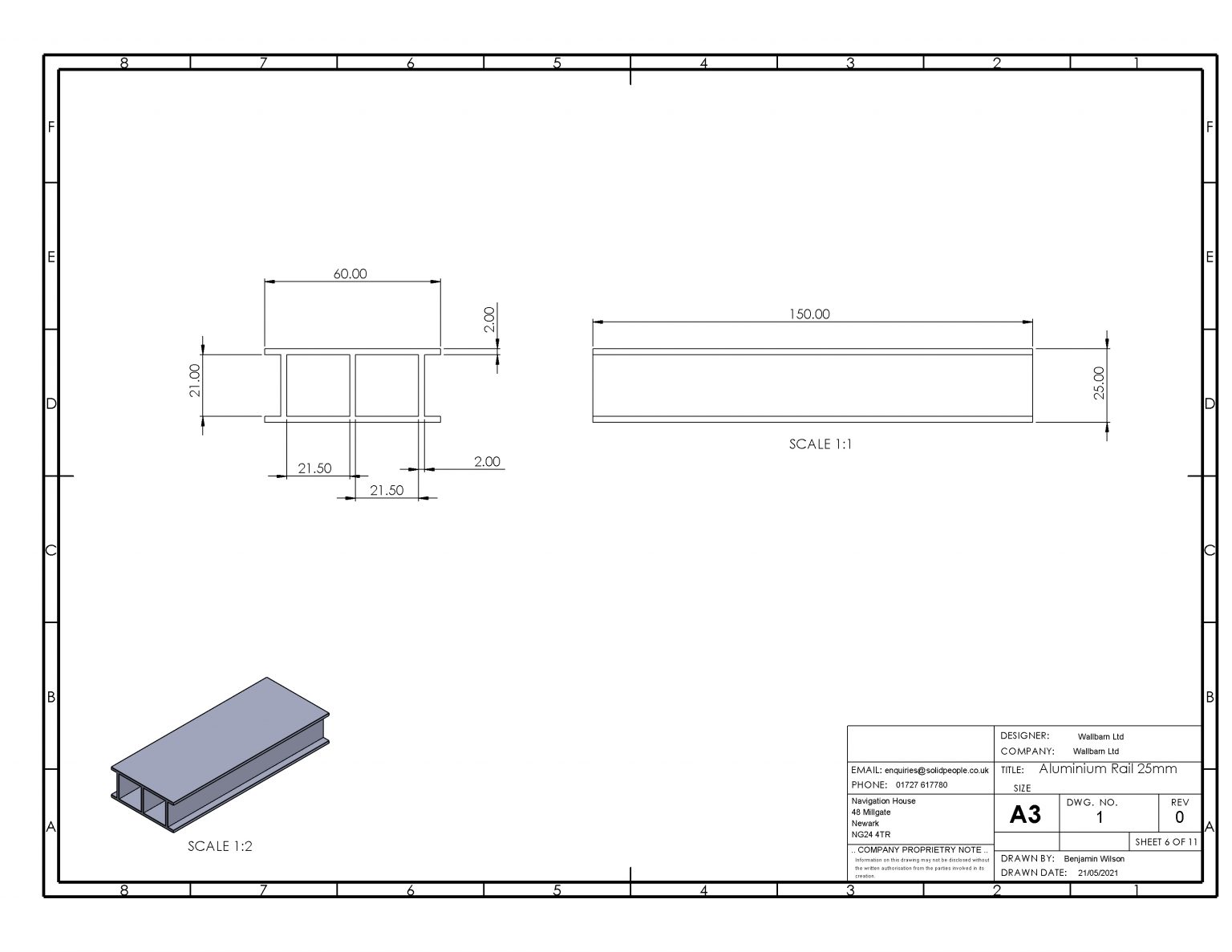 Wallbarn Pedestal Unit Rail 25mm Wallbarn
