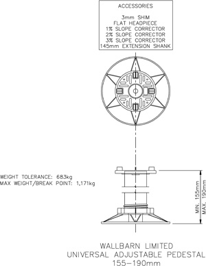 155mm-190mm universal adjustable pedestal