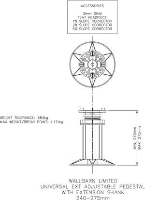 240mm-275mm universal adjustable pedestal