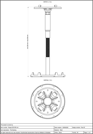 Class A2-s1, d0 Pedestal for Decking 220-300mm