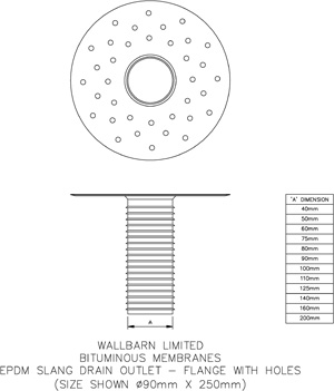 EPDM circular outlet with perforated flange – from 40x 250mm